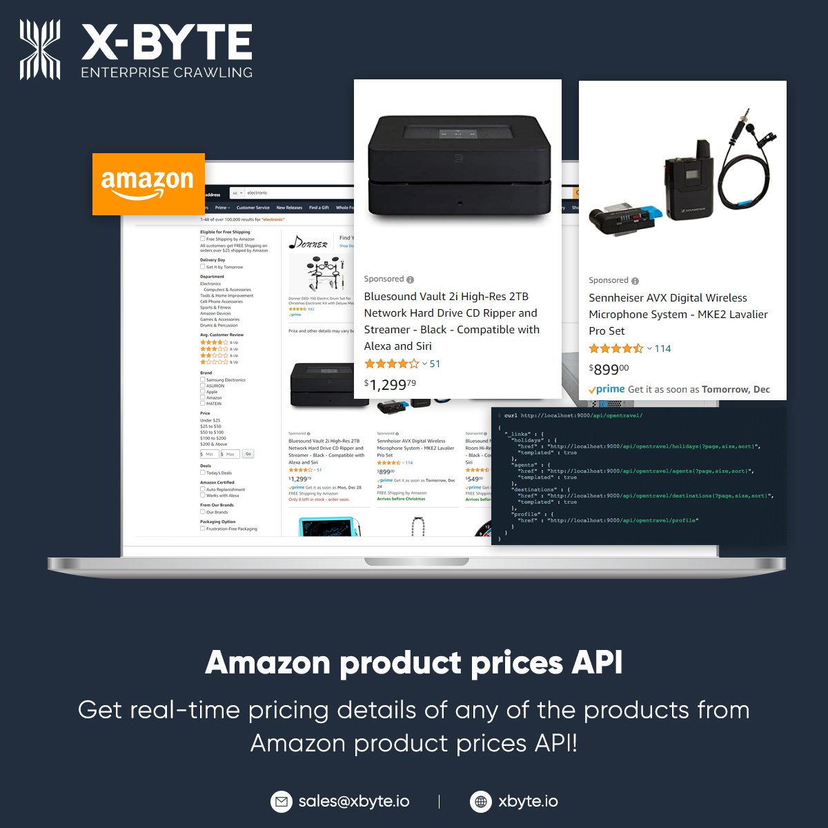 xbyteio's tweet image. Amazon products prices API ensures the extraction of product data feeds in real-time including ASIN, Title, Price, Description, Seller Name, Buy box details, Sales Rank, Image, etc.
xbyte.io/amazon-data-sc…
#AmazonProductAPI #AmazonAPI #ScrapeAmazonProducts #xbyteio #USA #UK