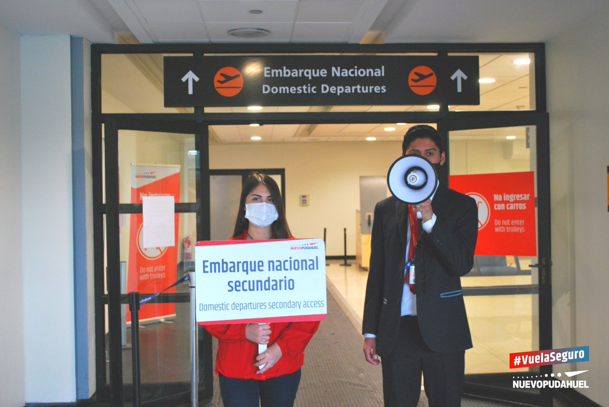 🇨🇱✈️ El acceso secundario a embarque nacional, ¡está disponible para ti! Para que tu paso por el aeropuerto AMB sea más expedito. 

Sigue la ruta para tomar tu vuelo nacional y los protocolos sanitarios 😷/🙌🧼/🧍‍♂️↔️🧍‍♂️
Más info.: nuevopudahuel.cl/covid-19

Horario: 4am - 8pm