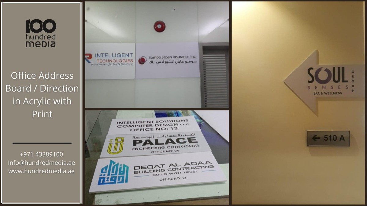 hundredmedia's tweet photo. Office Address Board / Direction in Acrylic with Print
Info@hundredmedia.ae
https://t.co/hO3YqozsRb
Call: +971 43389100
#HundredMedia #Dubai #branding #Officeaddressboard #Acrylicprint #board #acrylicpainting #officedirectionboard #directionboard #addressboard #acrylic https://t.co/aWRolBm6WN