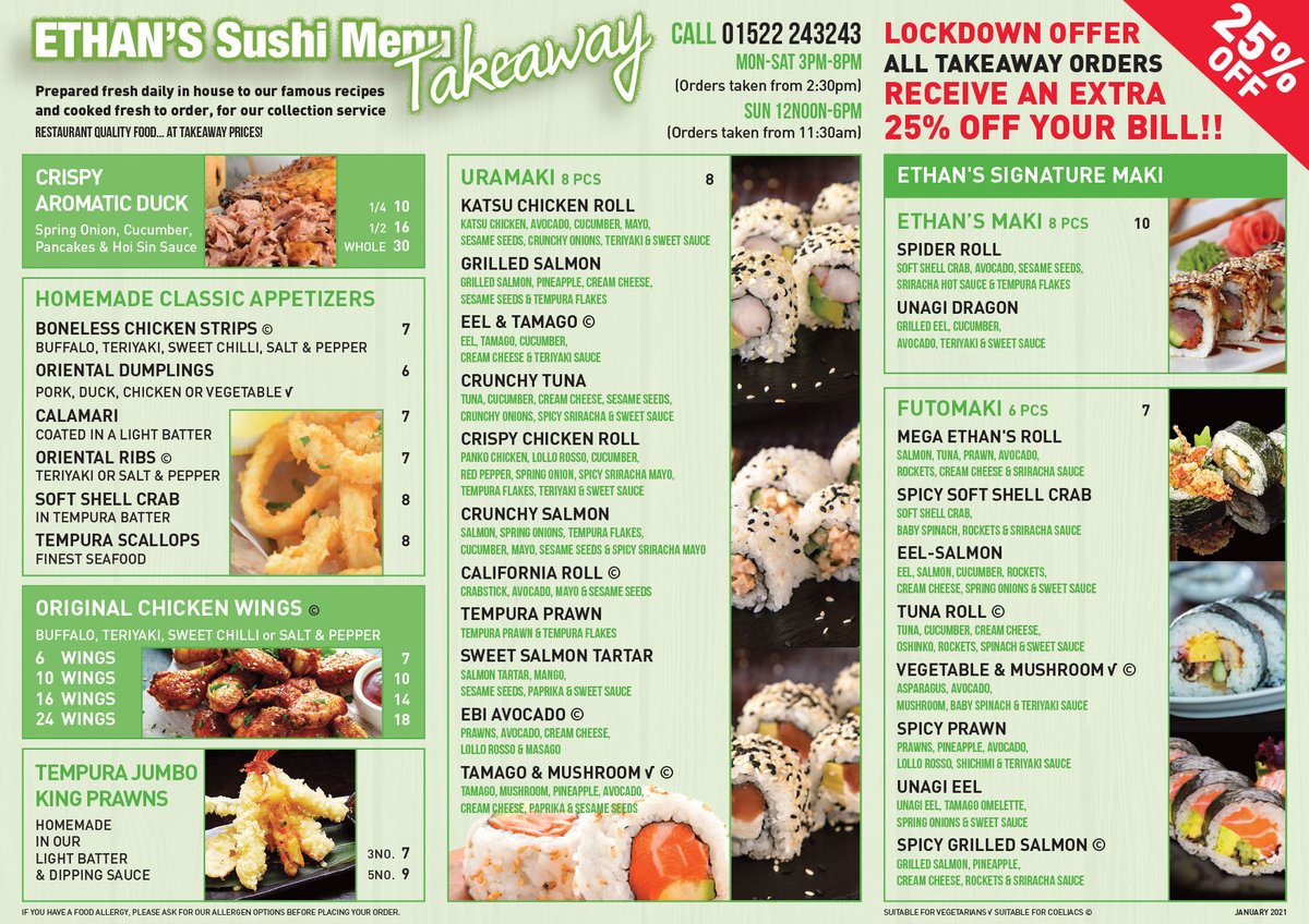 DamonsJapanese's tweet photo. 🔐 ETHAN'S LOCKDOWN OFFER - 25% OFF 🔐
ALL TAKEAWAY ORDERS RECEIVE AN EXTRA 25% OFF YOUR BILL!! 👀 NEW Menu with NEW Dishes &amp; Marinades 👇👇 https://t.co/g6ZeHoYiIe
#OFFER #DISCOUNT #DEAL #PROMOTION https://t.co/IREfDjp6XH