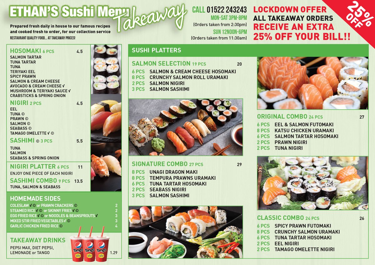 DamonsJapanese's tweet photo. 🔐 ETHAN'S LOCKDOWN OFFER - 25% OFF 🔐
ALL TAKEAWAY ORDERS RECEIVE AN EXTRA 25% OFF YOUR BILL!! 👀 NEW Menu with NEW Dishes &amp; Marinades 👇👇 https://t.co/g6ZeHoYiIe
#OFFER #DISCOUNT #DEAL #PROMOTION https://t.co/IREfDjp6XH
