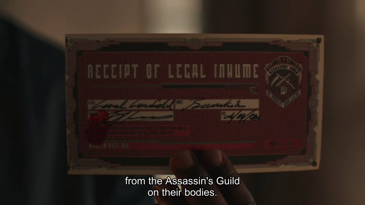 And oh no, twist of all twists, it turns out that the assassins guild? Y'know, the one we've already established operated legally in the city? It turns out they operate legally in the city.This is legitimately treated as a new and shocking development.