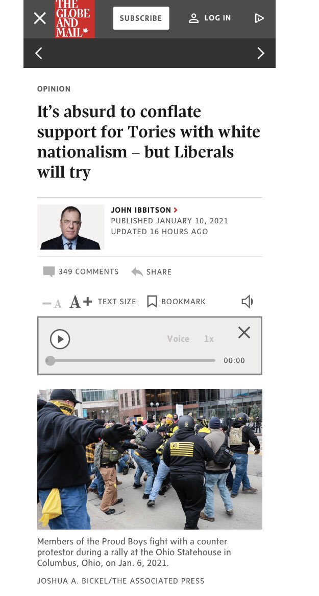 It’s absurd to equate ideologically driven propaganda with journalism, but  @JohnIbbitson &  @globeandmail will try. Failure to see the direct line between the same rhetoric & tactics that led to  #TrumpInsurrection & what ’s political right has been doing, is willful blindness.