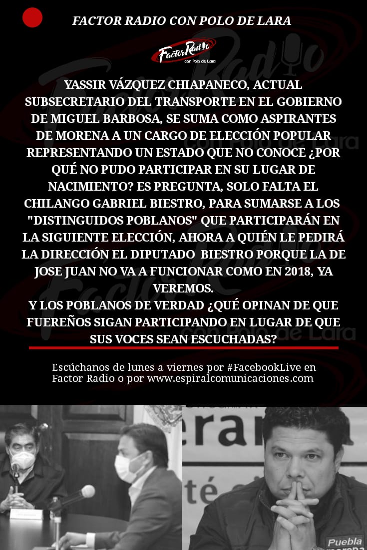 FactorRadioPue's tweet photo. El programa de hoy @OficialEspiral @cmaciaspalma @polodelara @periodistasoy @e_consulta @SarahiiMunoz @PSalazarV @MorenaEnPuebla @PartidoMorenaMx @ZaraFlores18 @armentaconmigo @MorenaSenadores @senadomexicano  @Puebla1Noticias @PTPueblaOficial https://t.co/Pn9NzCUCdb