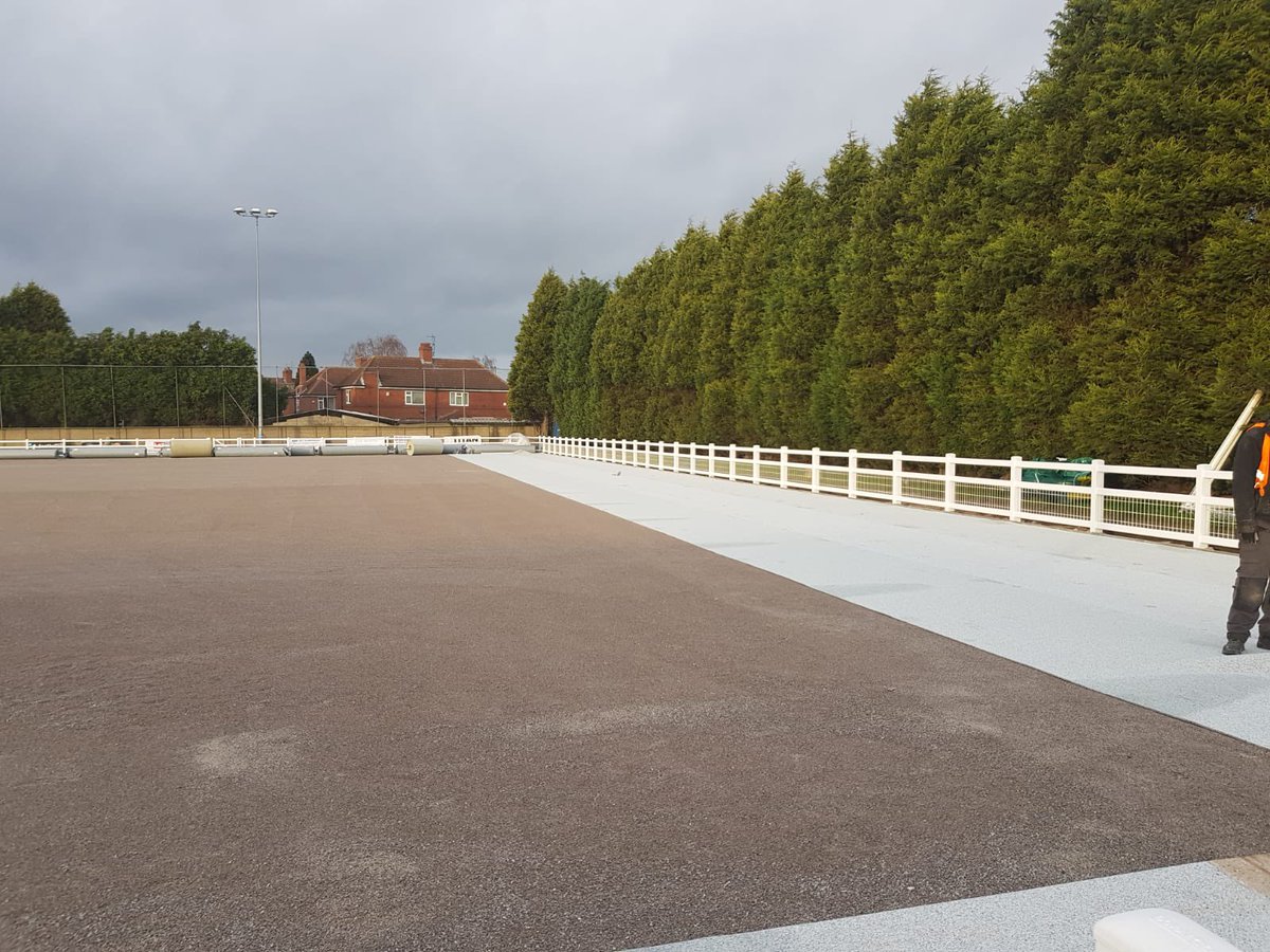 HemsworthMWFC's tweet photo. 3G UPDATE ⚽️
After a delay due to weather and cold temperatures meaning it had to be halted, work is underway again.
New football academy room to be glazed tomorrow. Pitch grading is completed ✅ foam bed being relaid ready for new turf this week.
📸 Billy Rowett
#utw 🔵 https://t.co/hguv19KNeE