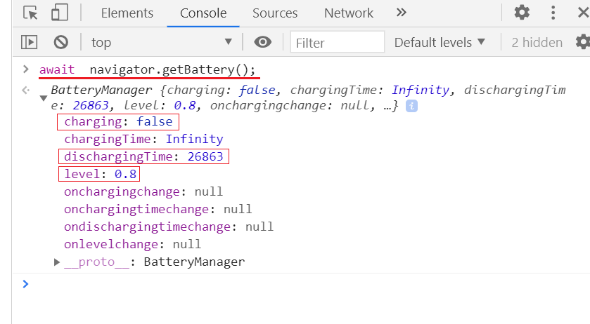 🔋 How to get battery status on web 🔌

Current battery status can be crucial in many applications like    prompting user to save unsaved contents/forms if the battery is about to die, or giving  warning while downloading big files.

👉 navigator.getBattery();

#javascript #js