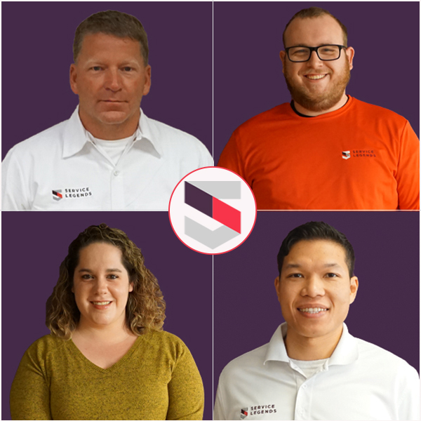 ServiceLegends's tweet photo. We're excited to welcome four new team members! Troy is our new install manager, Blake is an apprentice, Katy works behind the scenes as our service coordinator, and Aleck is an experienced service technician. Please welcome them to the team! #newhires #servicelegends https://t.co/fXmcnue4cF