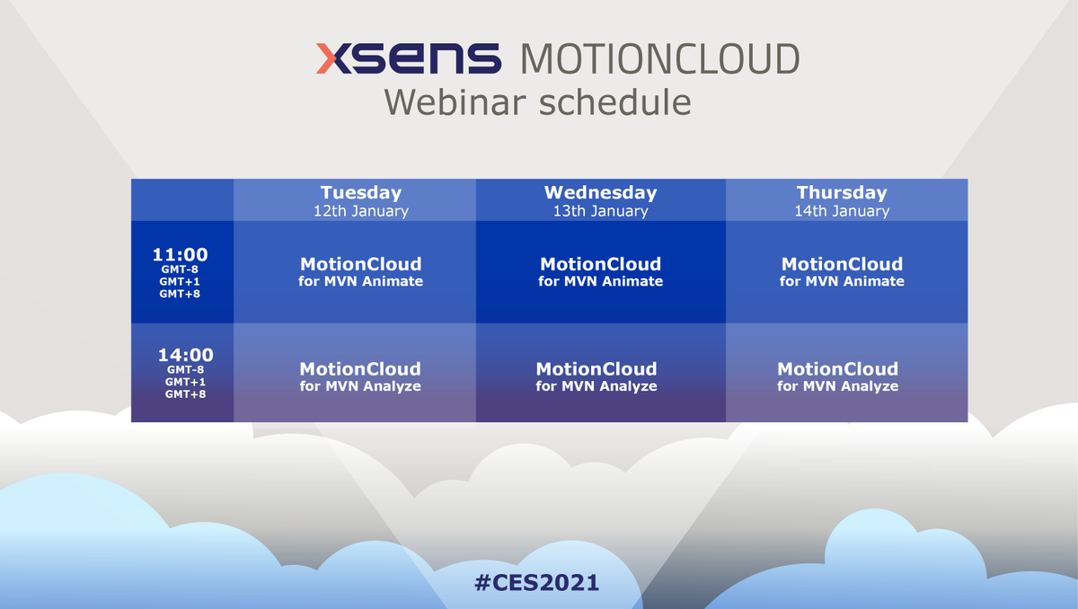 XsensEnt's tweet photo. ☁️MotionCloud for #MVNAnimate
Learn more about Xsens MotionCloud platform and what new opportunities it provides for 3D Character Animation:
📅 12th/13th/14th January
⏰ 11 AM (GMT-8/GMT+1/GMT+8)
Register for free: https://t.co/is9dxoOOc4
#CES2021 #MotionCloud #CloudBased https://t.co/dKWxaV5KN1