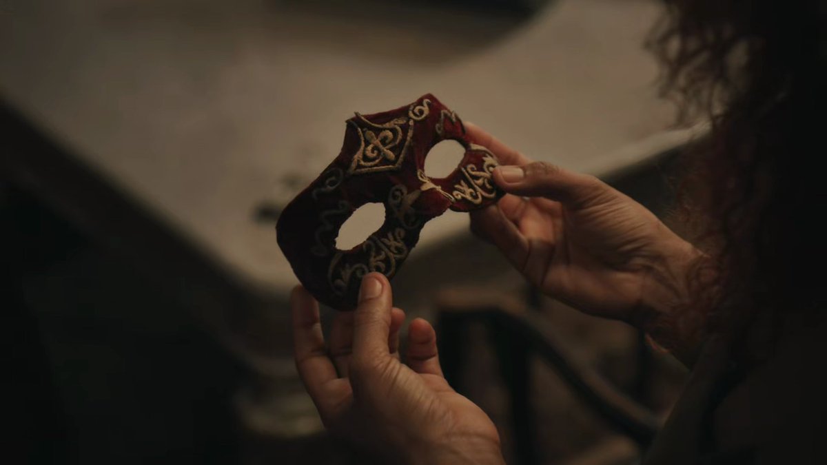 Smash-cut to now, Sybil looking at the assassins' mask she kept, in a house her family's wealth bought her, next to her bat-cave armory, and the message is "did you know that it is sad when people die when they are killed?"Folks, we are 2:05 into this.