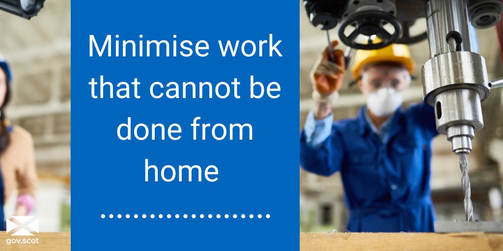 Minimise work that cannot be done from home It will only be a reasonable excuse to leave your home to go to work, if that work cannot be done from home For example, onsite manufacturing and construction activity – but this must be kept to an absolute minimum2/6