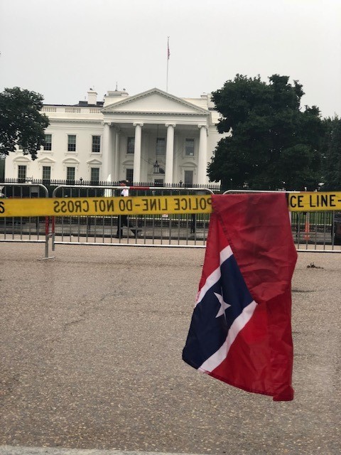 The rally followed the first Unite the Right rally in Charlottesville, where Heather Heyer was killed when struck by a car driven by a white supremist.In DC, the group of white nationalists present received a police escort to the park. A Confederate flag was left behind.