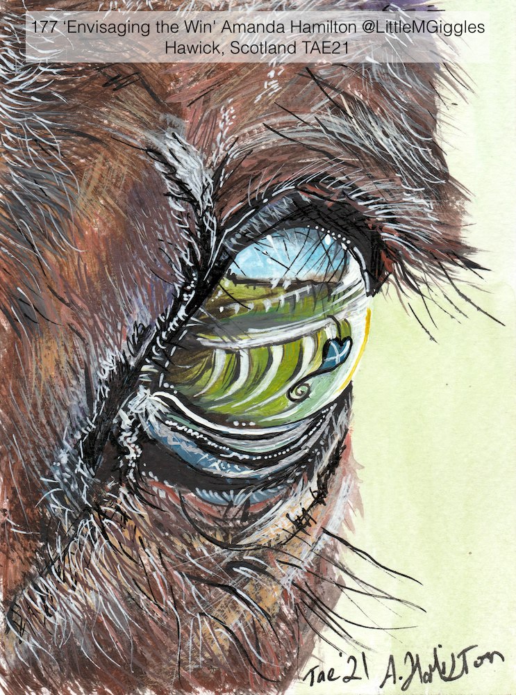 PAEartforacause's tweet photo. 'Envisaging the Win' by artist Amanda Hamilton @LittleMGiggles (Scotland). Thank you Mandy for your donation to  #TAE21 in support of @L_I_N_C. Great postcard! #ArtforCharity #Leukemiasupport #ARTfundraiser https://t.co/aszvQELXJj