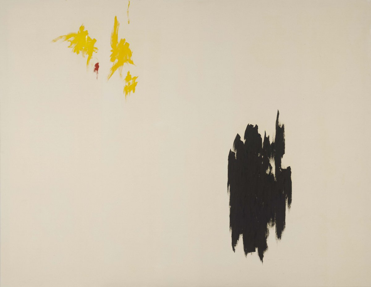 Spend a Monday museum moment with Clyfford Still's PH-441 (1964). The mostly bare canvas with carefully placed and balanced jagged shapes feels like a welcome #MuseumMomentofZen.

#ClyffordStill, PH-441, 1964. Oil on canvas, 113 1/4x146 in. CSM, Denver, CO. #OnView #TheLateWorks