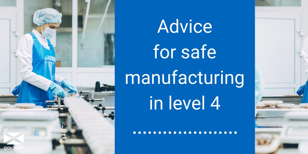 Under the current restrictions the manufacturing sector can continue to operate in Scotland.There are a number of steps manufacturers should take to restrict the spread of the virus and ensure the safety of employees. 1/6