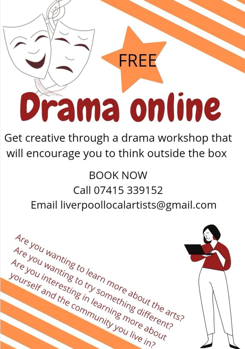 If you or anyone you know are interested in drama Liverpool local artists will be holding a free two hour workshop to book please email limited space available!
