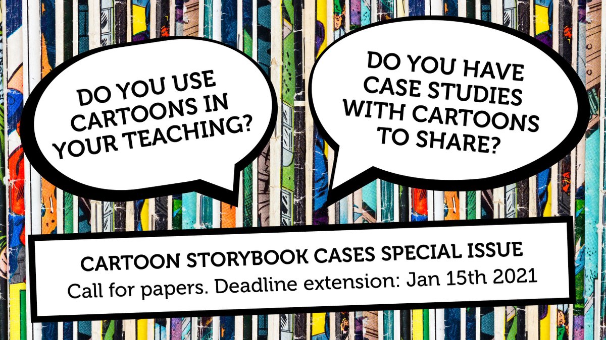 🚨 Deadline Friday 🚨
Submit to our Special Issue call for Cartoon Storybook case studies.

If you use cartoons in your teaching submit yours here: bit.ly/3neOZtq
