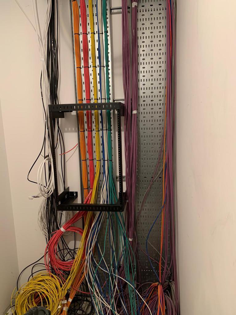 SimplyMatthews's tweet photo. Excited about our Latest Project, Cable Dressing and Terminations underway. Fitted Mid Atlantic Wall Mounted Rack and preparing for Main Installation #avracks #cablemanagement #homeautomation #homecinema #wifi #data #securitysystems #lightingandshading #bushey #SimplyMatthews https://t.co/zRnRDjOZht