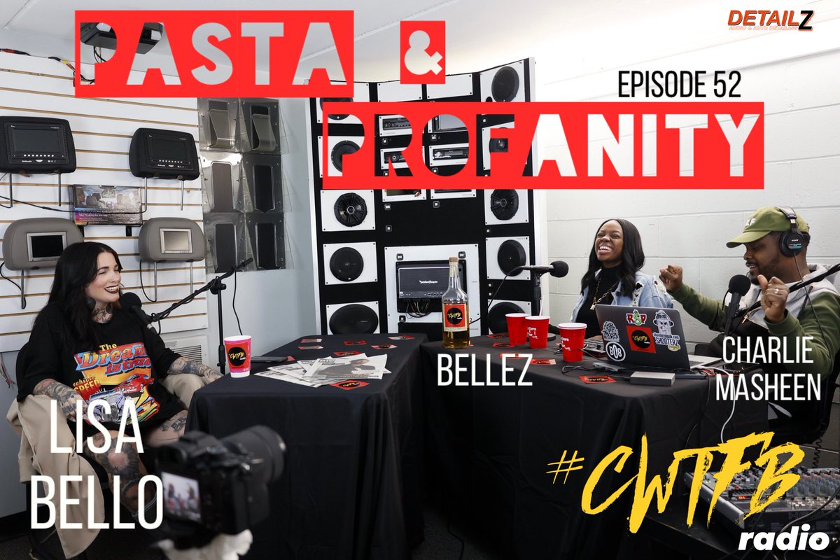 CWTFBRadio's tweet photo. #CWTFBradio Episode 52: “Pasta & Profanity” (w/ #LisaBello) OUT NOW‼️
AVAILABLE ON ALL PODCAST PLATFORMS:
https://t.co/TKHjHlfIZj TAP IN‼️
@LisaBelloMusic @BellezTheGreat
#BellezAndBelloShow https://t.co/5sEH0jxVck