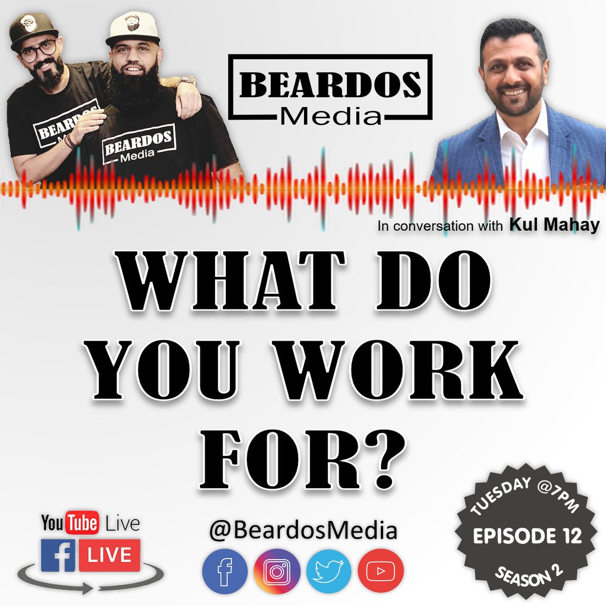 BeardosMedia's tweet photo. Everything I do, I do it for who ...? 

WHAT DO YOU WORK FOR? | Season 2 | Episode 12

Join us tomorrow (Tuesday) at 7PM and take part in the discussion.

We'll be joined by a special guest, @kulmahay, a well renowned public speaker and founder of Ignite Your Inner Potential. https://t.co/xMcd1TVg29