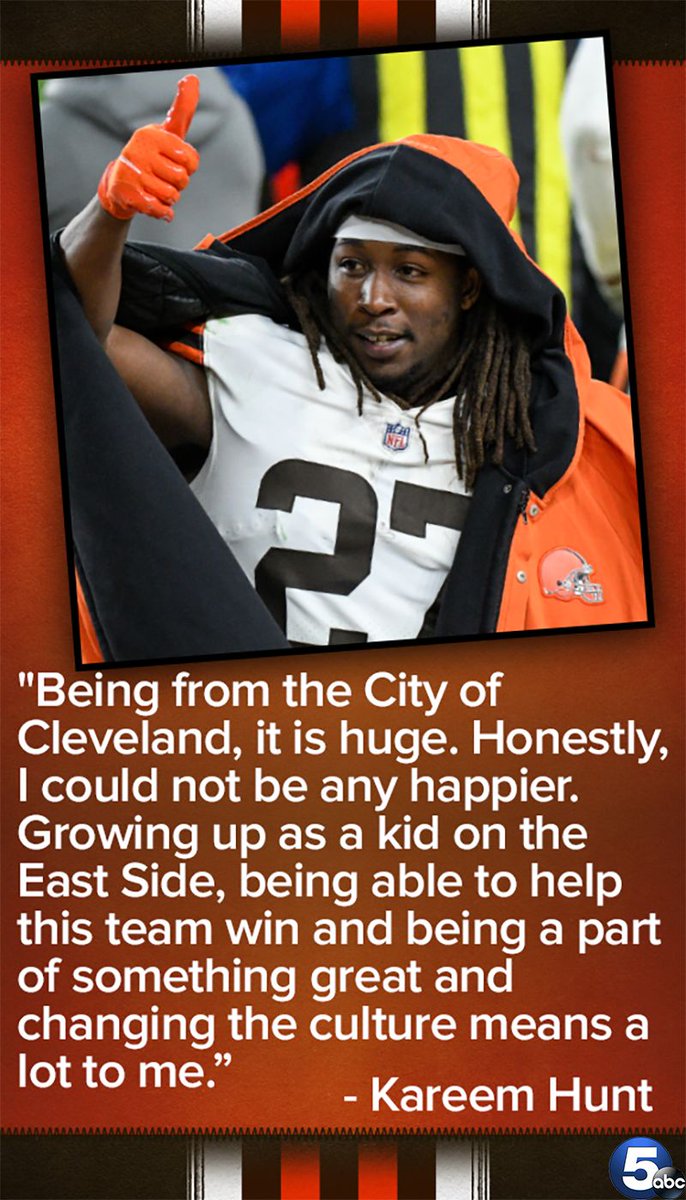 WEWS's tweet image. We're all Kareem Hunt today. #Browns