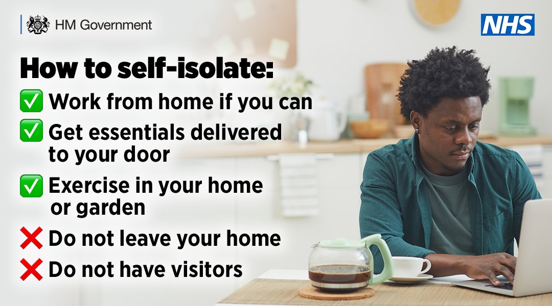 UKHSA_London's tweet photo. Self-isolating, is an important part of stopping the transmission of #COVID19
➡️ Work from home if you can
➡️ Get essentials delivered to your door
➡️ Exercise at home
#StayAtHome
#KeepLondonSafe https://t.co/vMhtGqsIFt