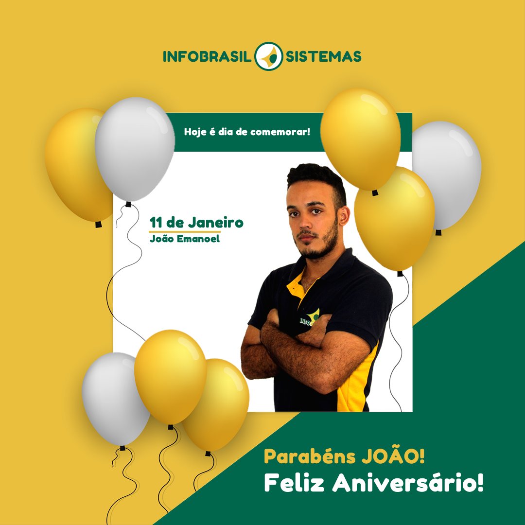 INFOBR_Sistemas's tweet photo. 🎈 Hoje é dia de comemorar 🥳🎂🎁🎈👏
PARABÉNS @EmanoelLinhares
Preserve-se de forma digna e incansável! Dedique-se aos seus objetivos e profissão com foco e determinação.
Que Deus lhe faça muito feliz. O nosso Parabéns!
#Parabéns #FelizAniversário #JoãoEmanoel #INFOBRASIL https://t.co/1JzCdWZZn2