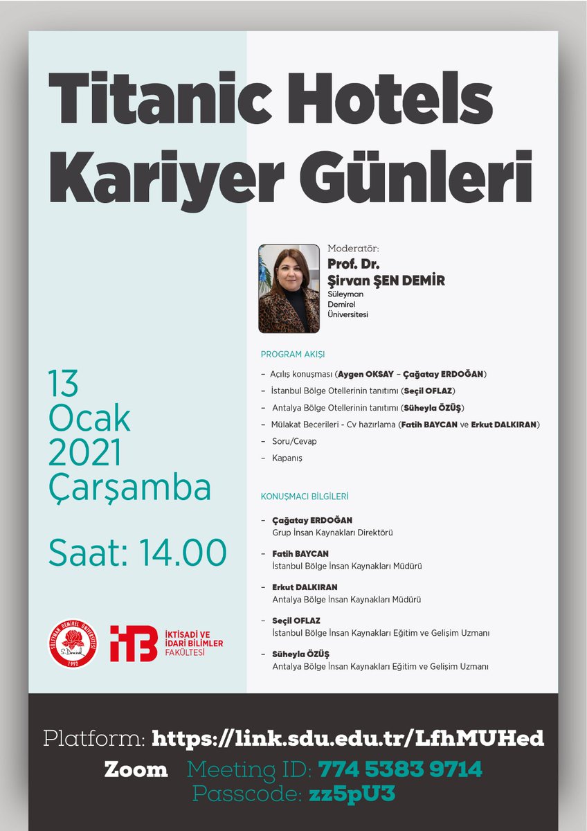 Afişte belirtilen gün ve saatte linke tıklayarak etkinliğe katılabilirsiniz: us04web.zoom.us/j/77453839714?…