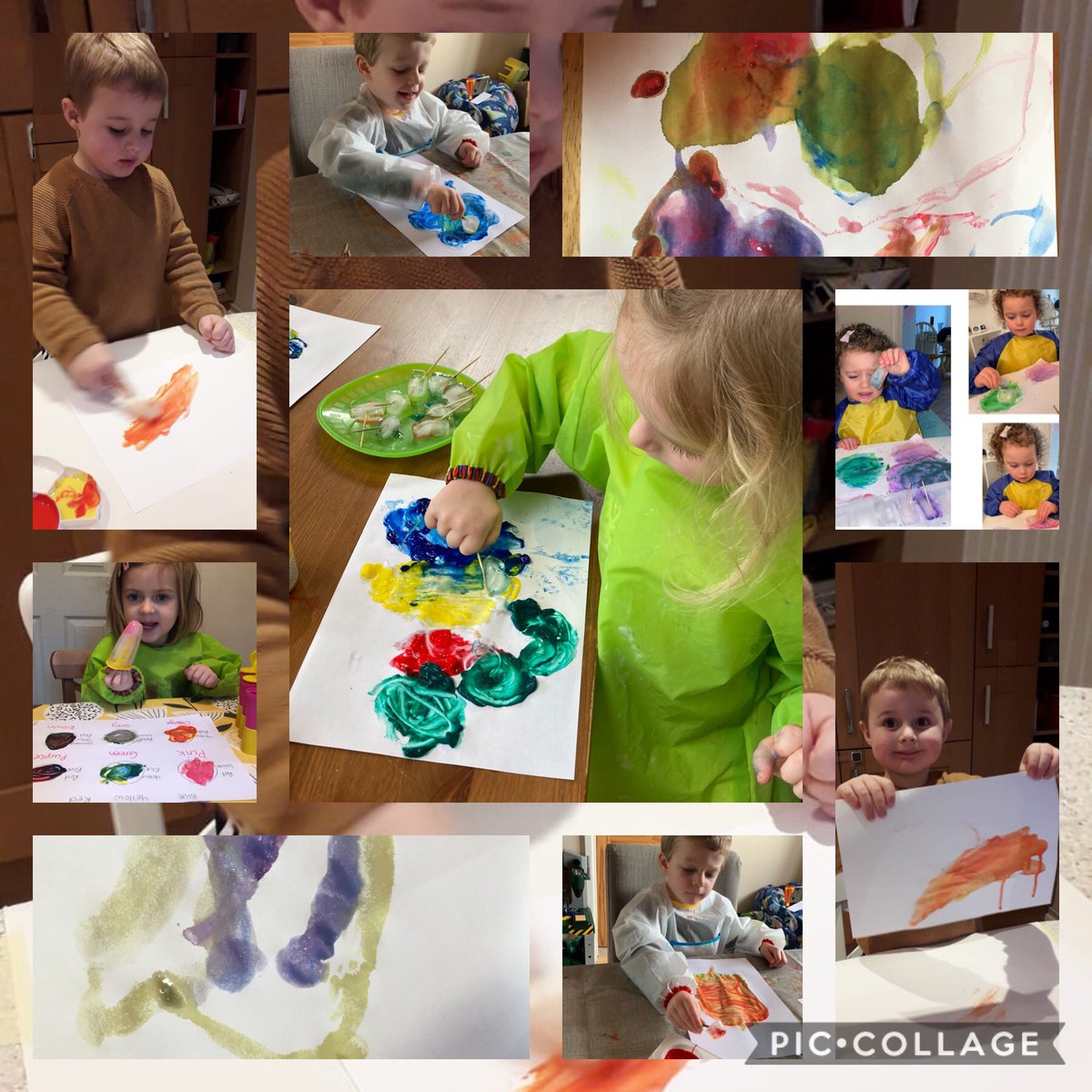 NurseryTps's tweet photo. We’ve seen some fantastic colour mixing today whilst #NurseryTPS painted using ice cubes #TPShomelearning https://t.co/zpEjA1AiYo