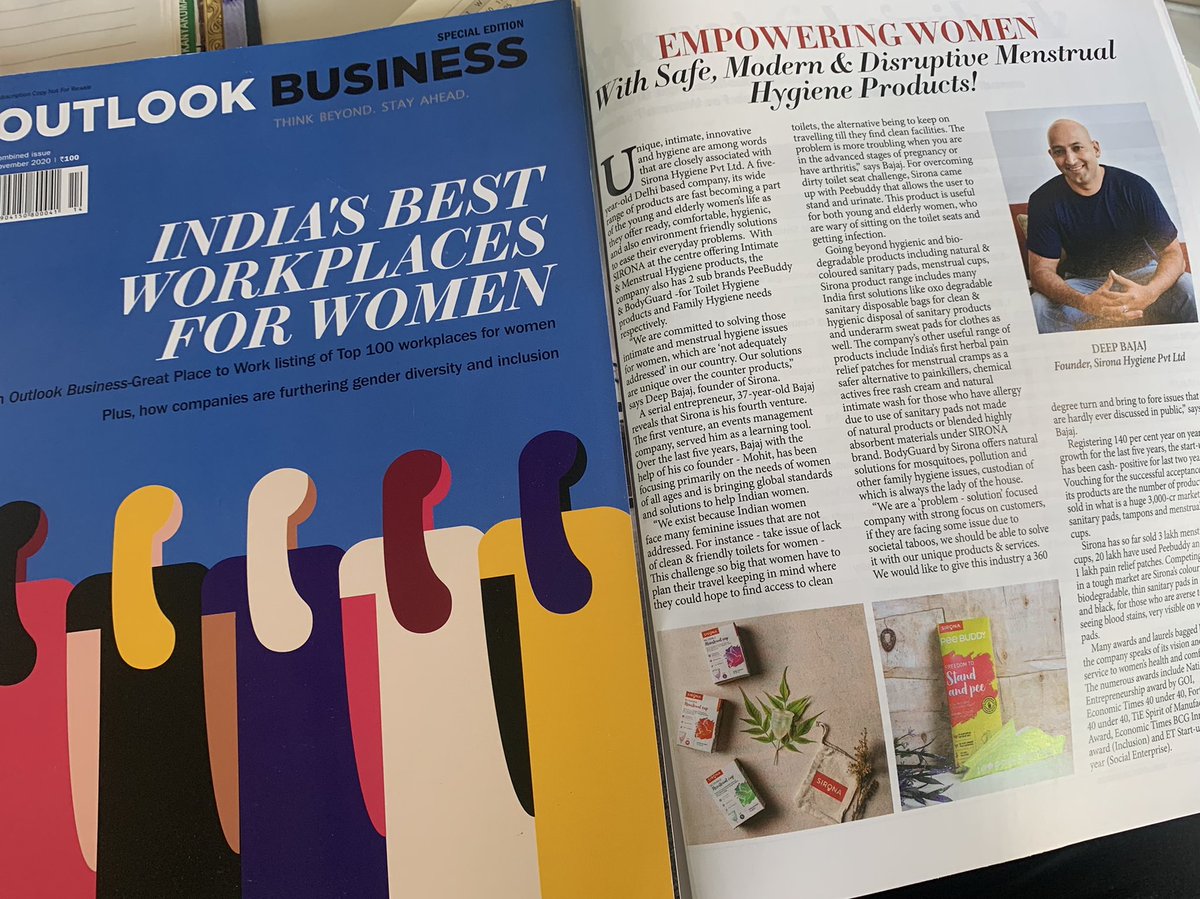 DeepBajaj's tweet photo. Thank you @Outlookindia @OutlookBusiness for this piece ! Thanks to a great team @PeeBuddyIndia @sironahygiene #peebuddy #sironaindia https://t.co/WRvitaafi9