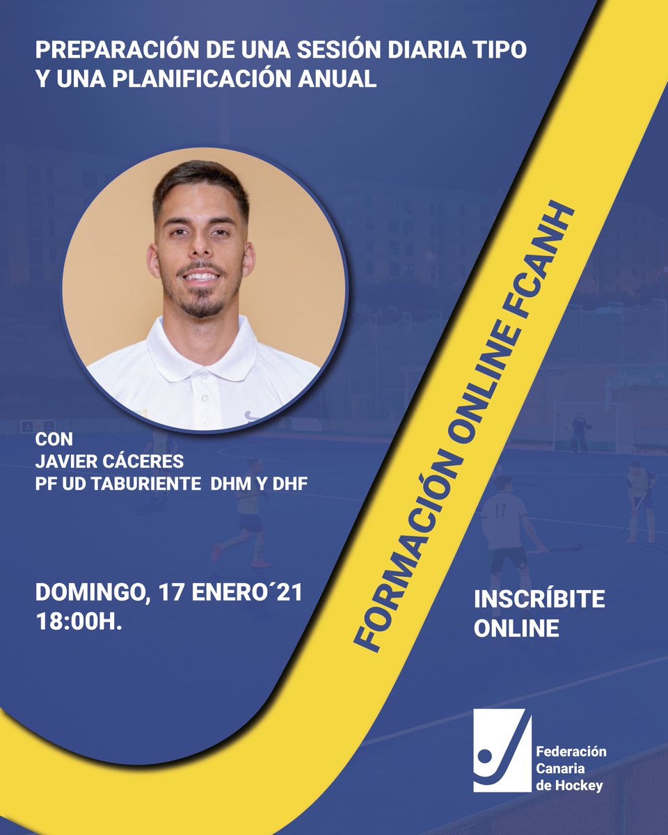Volvemos a las andadas con nuestras formaciones online. Esta semana con Javier Cáceres.
No esperes e inscríbete. 
forms.gle/pAzf4VbBeaS9EZ…
#hockey #formaciónFCanH #FormaciónOnline