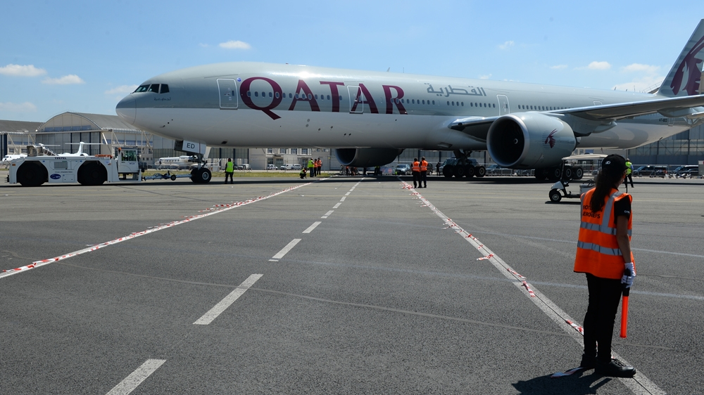 AJEnglish's tweet photo. First Qatar to Saudi flight takes off as the former rivals normalise ties under a landmark agreement https://t.co/ymvg8XX2qr https://t.co/iwqSb78TUY