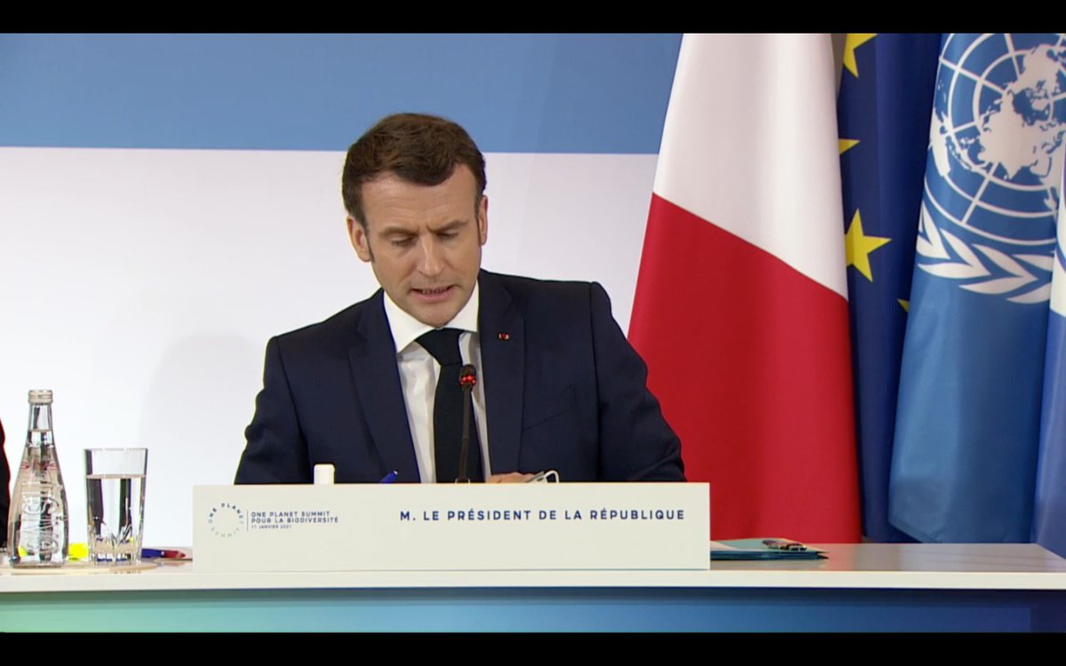 OttaroA's tweet photo. "The facts are undeniable. Not a single #AichiTarget on #biodiversity has been reached", says #French president @EmmanuelMacron #OnePlanetSummit #biodiversité https://t.co/BYB1IvtD8r