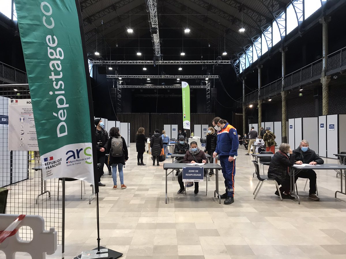 A la salle Watremez, l un des six lieux accueillant l opération de dépistage #RoubaixSansCovid, ce sont 173 personnes qui ont été testées à la mi-journée, 600 ans au total, pour une capacité théorique d accueil de 4300 personnes par jour.