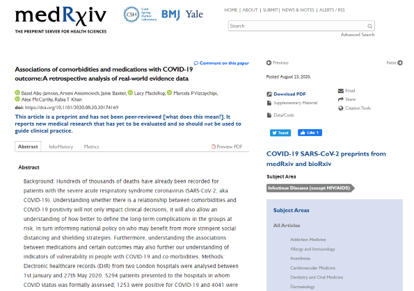 SensyneHealth's tweet photo. OUR DISCOVERY SCIENCES WORK – Associations of diseases and medications with #COVID19 outcome were revealed by a retrospective #analysis of UK real-world evidence #data. Find out more: https://t.co/HsqbnyEZGY
#SensyneHealth #science #research #RealWordData https://t.co/bnsTpWibX9