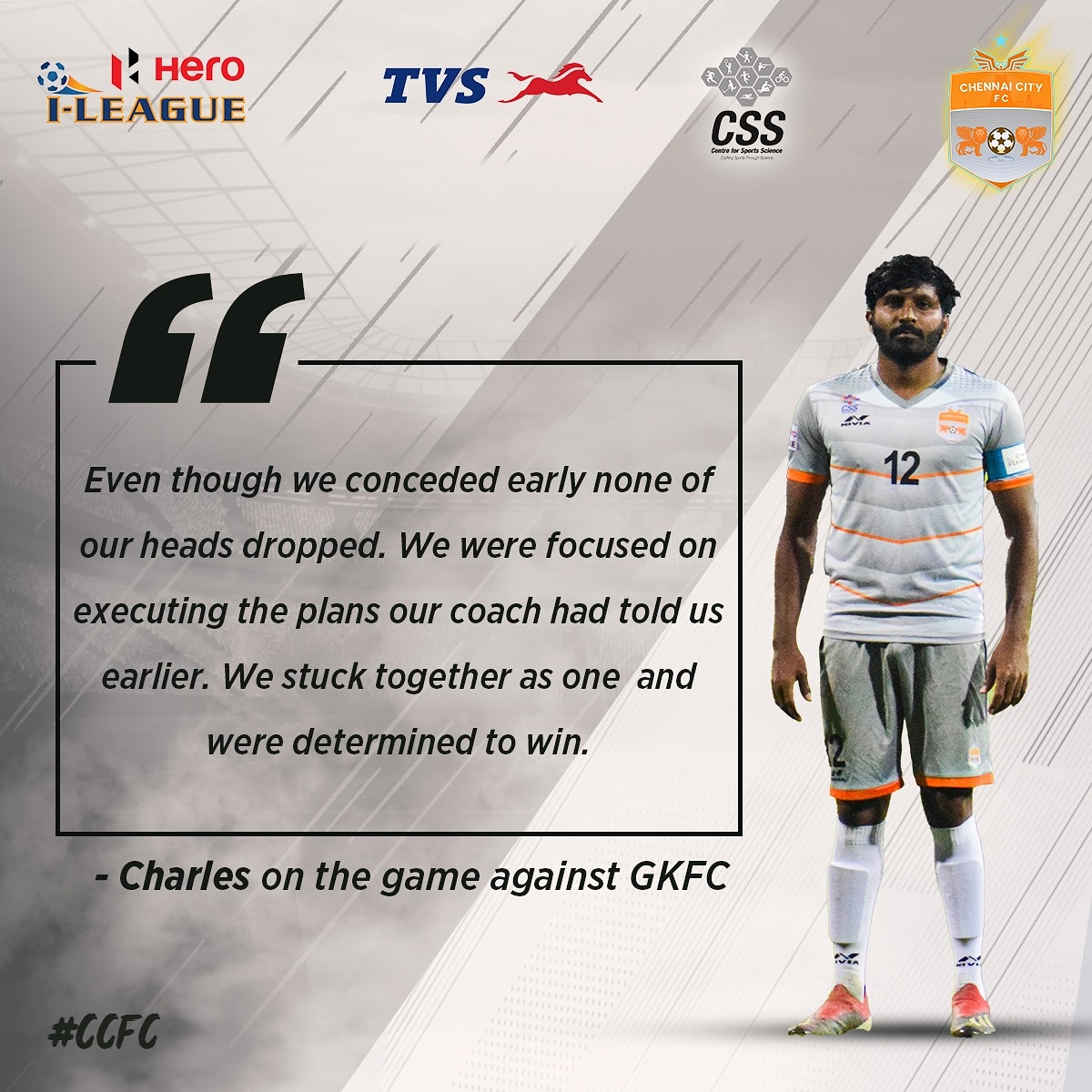 ChennaiCityFC's tweet photo. 𝐶ℎ𝑎𝑟𝑙𝑒𝑠 𝑎𝑛𝑑 𝐸𝑙𝑣𝑒𝑑𝑖𝑛 on the game against the Malabarians.
#CCFC #GKFCCCFC #HeroIleague2021 https://t.co/KEVWW6PzQP