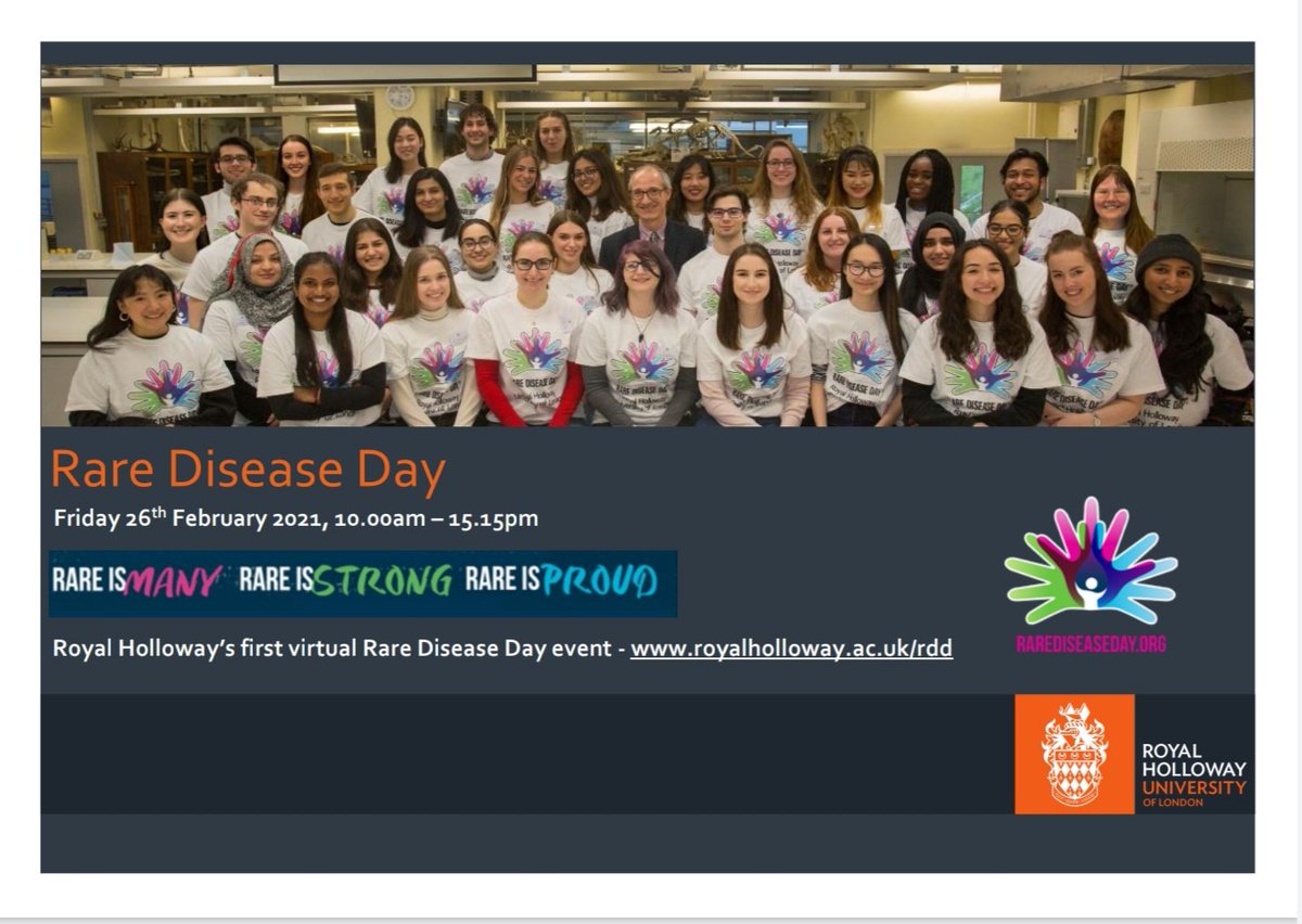 We will host a virtual #RareDiseaseDay event <a href="/RoyalHolloway/">Royal Holloway</a> <a href="/RHULBioSci/">RHUL Biology</a> on Fri 26 Feb, for school years 10, 11 &amp; 12. Lectures by <a href="/nicolablackwood/">Nicola Blackwood</a>, <a href="/alanlparker/">Alan Parker</a> &amp; <a href="/RJYanezMunoz/">Rafael J. Yáñez-Muñoz</a>, hands-on activities, virtual exhibition &amp; speed-dating: royalholloway.ac.uk/rdd. <a href="/GeneticAll_UK/">Genetic Alliance UK</a> <a href="/_BSGCT/">BSGCT</a>