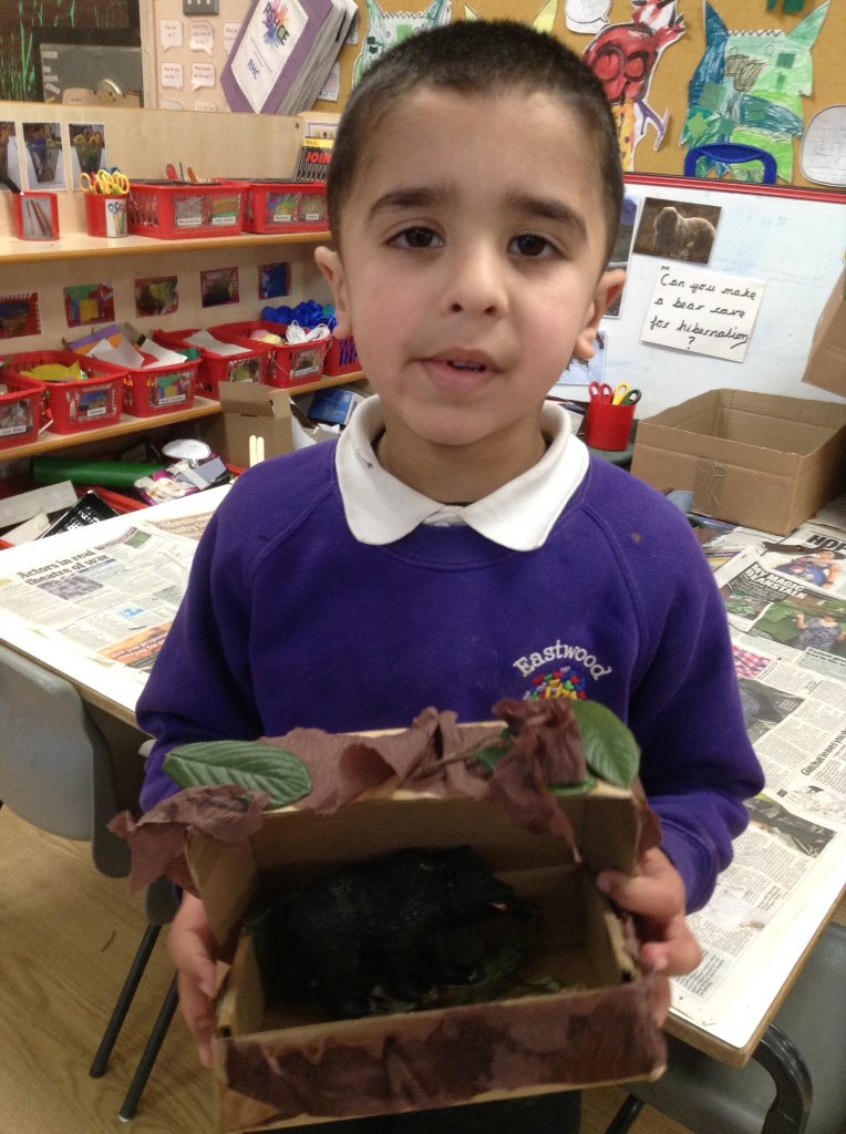 ECS_Keighley's tweet photo. We have made bear caves today in Reception. If you are learning from home, you could make one too. You will need an old box. You could collect sticks, leaves and stones for it. The instructions are in your Week 1 Home Learning Packs on the theme menu. #25CreativeJunk #bearhunt https://t.co/ddLS2xgkmP