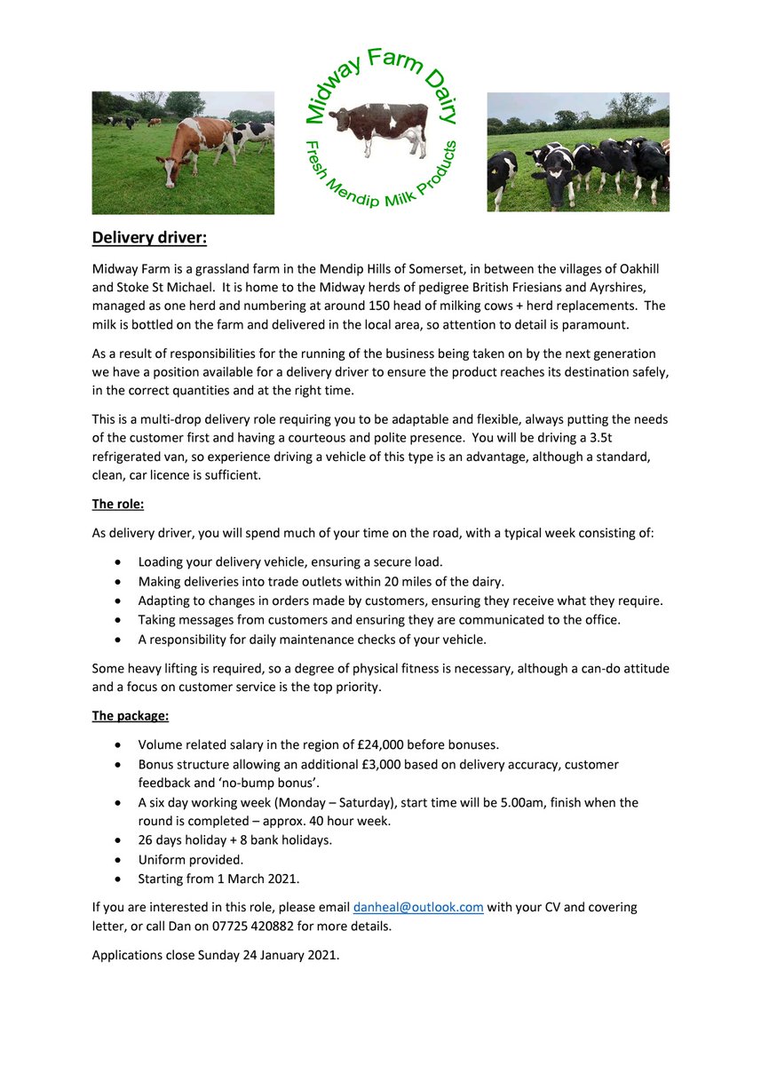 #opportunity number two, we are looking for a delivery driver to join us.  Shares appreciated.