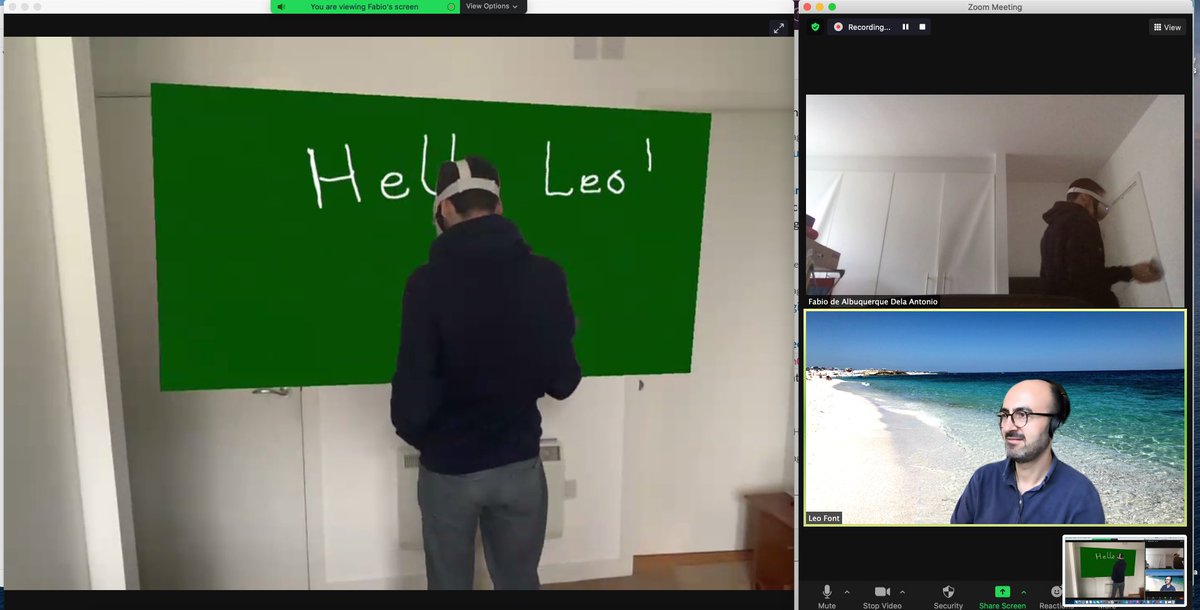 Bringing @zoom_us 1:1 meetings to a new dimension thanks to <a href="/fabio914/">Fabio Dela Antonio</a>'s magic...The possibilities here are endless. If I had a VR headset too I could be joining Fabio's virtual workspace and actually work with him as "back when we were at the office"... 😱