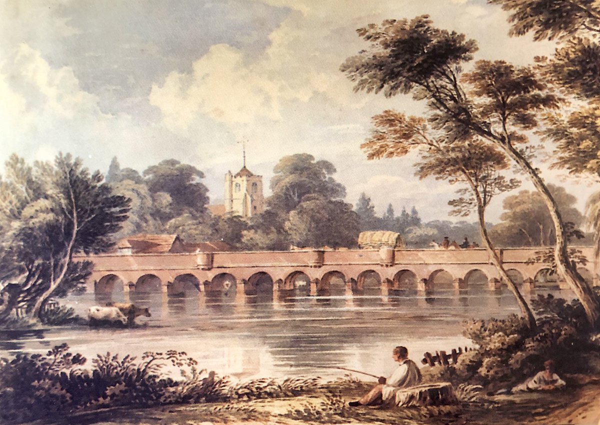 A watercolour of Leatherhead Bridge by John Varley, 1832.