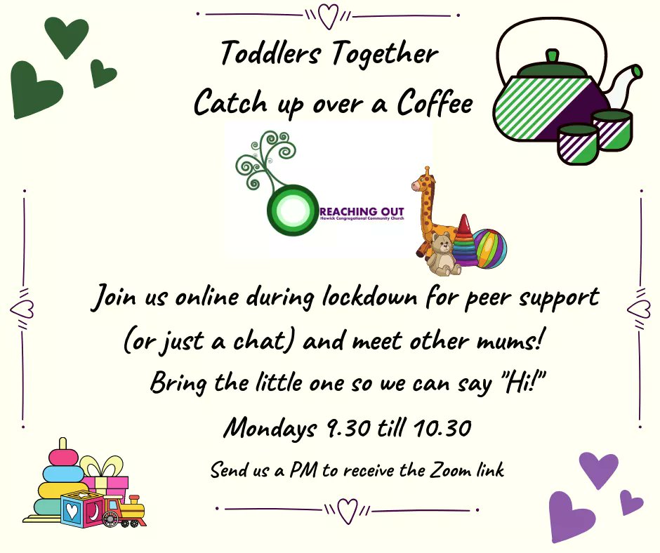 ReachingoutH's tweet photo. TODDLERS TOGETHER

Starting next week. Message our Facebook page if you would like to join. 💚 https://t.co/aujsYUb66Q