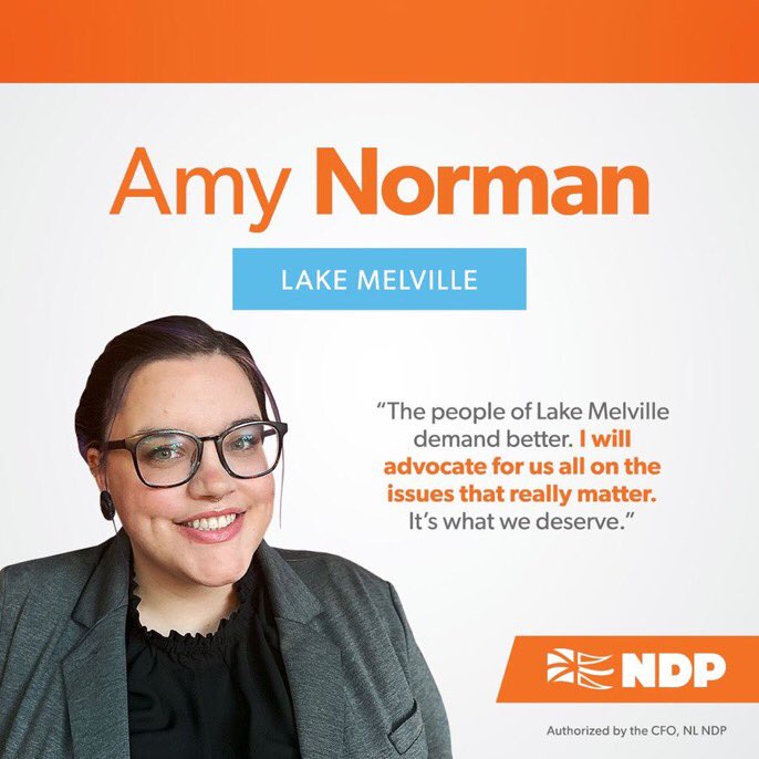 In the district of Lake Melville,  @AmyNormanNL is representing the  @NLNDP. Amy is a proud Inuk woman born and raised in Happy Valley-Goose Bay, Labrador with extensive experience in the healthcare sector and is a passionate advocate for Indigenous Rights and the Environment.