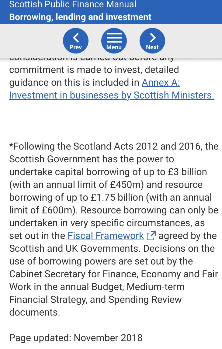 The Scottish Government cannot borrow.MYTHOn the ScotGov website it is there but down in the footnotes.Scotland Act (2016).