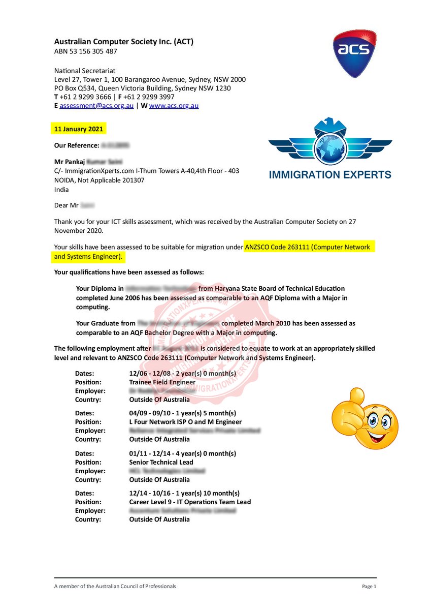 Immixperts's tweet photo. Heartiest 🥳Congratulations🥳 to Mr Pankaj, Ms Shruthi, Ms Sneha and Mr Vikas on #PositiveSkillAssessment from #ACS
File your visa through #Immigrationexperts
For more information, get in touch with our experts today !
https://t.co/O4bHqhoaHH
#ACSExperts #immigrationExperts https://t.co/ipivCCnlvr