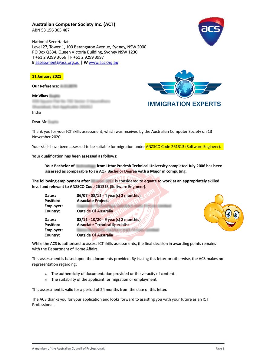 Immixperts's tweet photo. Heartiest 🥳Congratulations🥳 to Mr Pankaj, Ms Shruthi, Ms Sneha and Mr Vikas on #PositiveSkillAssessment from #ACS
File your visa through #Immigrationexperts
For more information, get in touch with our experts today !
https://t.co/O4bHqhoaHH
#ACSExperts #immigrationExperts https://t.co/ipivCCnlvr