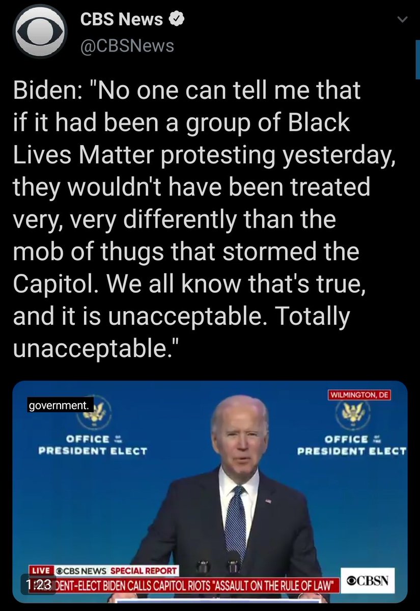 Starting with this, the first statements by Team Biden after the events at the Capitol...