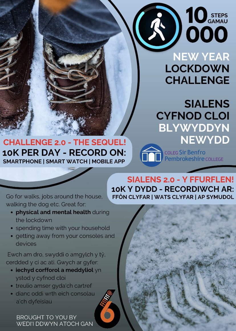 pembscolHaW's tweet photo. We are only 11 days into 2021 and it’s not too late to start our 10k steps a day challenge!

Record it on your phone or smart watch &amp; send us a beautiful scenic photo from your walk by tagging us or on our Insta page ‘c6fitnesshw’ #10ksteps #staysactive @PembsCollege @pembssport https://t.co/tRyJJTPCRu