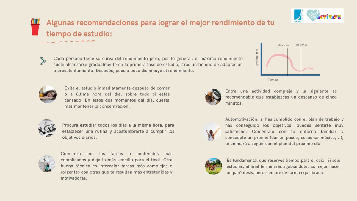 OrientacinJlam1's tweet photo. Consejos para una adecuada gestión del tiempo en este escenario III. #programaactívate @IESJalama https://t.co/2Q8kFESD6u