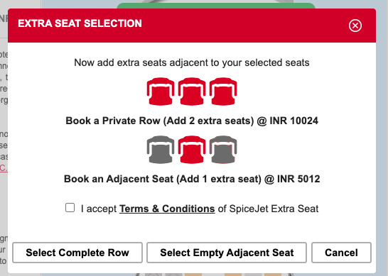 snehasharon's tweet photo. @flyspicejet Extremely disappointed by the way you've made a business out of COVID. Just tried self-check in and figured that you've either blocked the best seats or you're 'selling' these seats for an exorbitant amount. https://t.co/goJv4K24KM