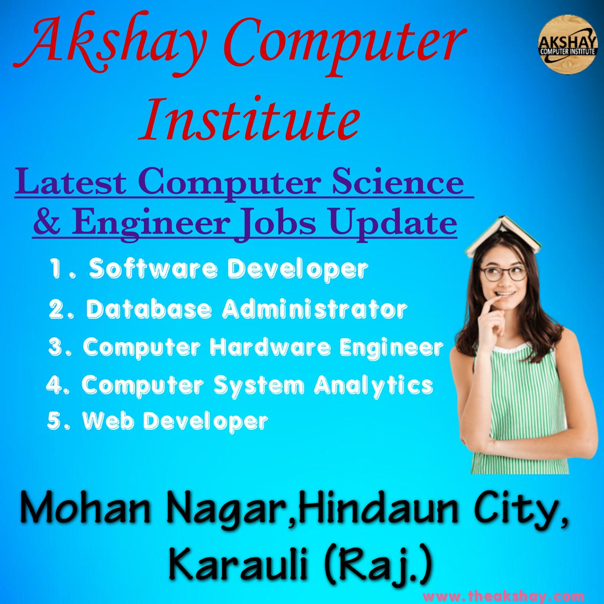 AkshayComputer9's tweet image. Latest Computer Science &amp;amp; Engineer Jobs Update.
#aci #akshaycomputerinstitute #acihindaun #computercenter #latestjobs #jobscomputercenter #jobs #computersciencejobs #akshaycomputer #jobs2021